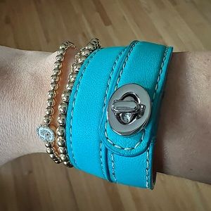 Turquoise Coach Leather Wrap bracelet